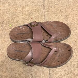 Merrell Women's Brown Leather Slide Sandals